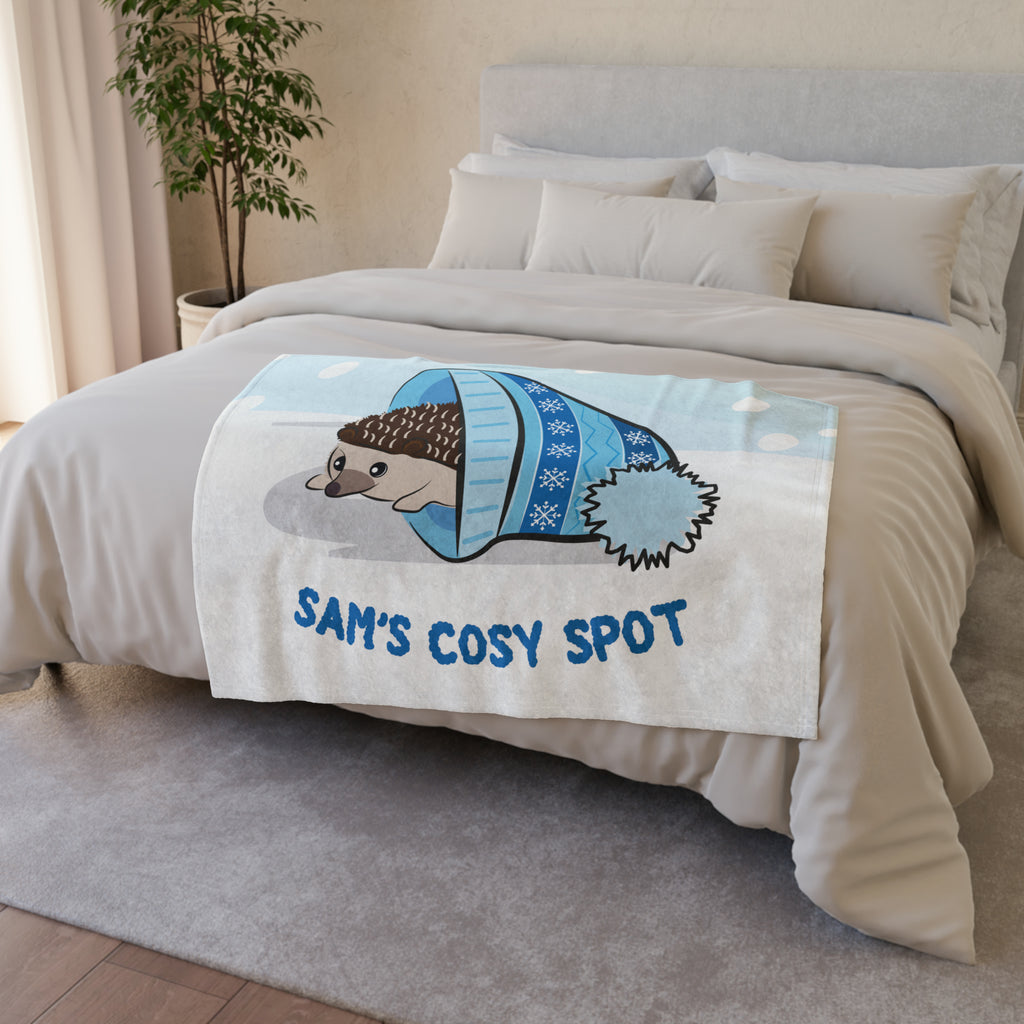 Personalised Christmas Blanket with Hedgehog Design