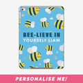 Personalised iPad case with bee pattern - can add your own name.