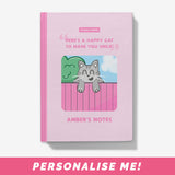 Personalized pink notebook - cat notebook.