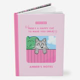 Standing personalized pink notebook - cat notebook.