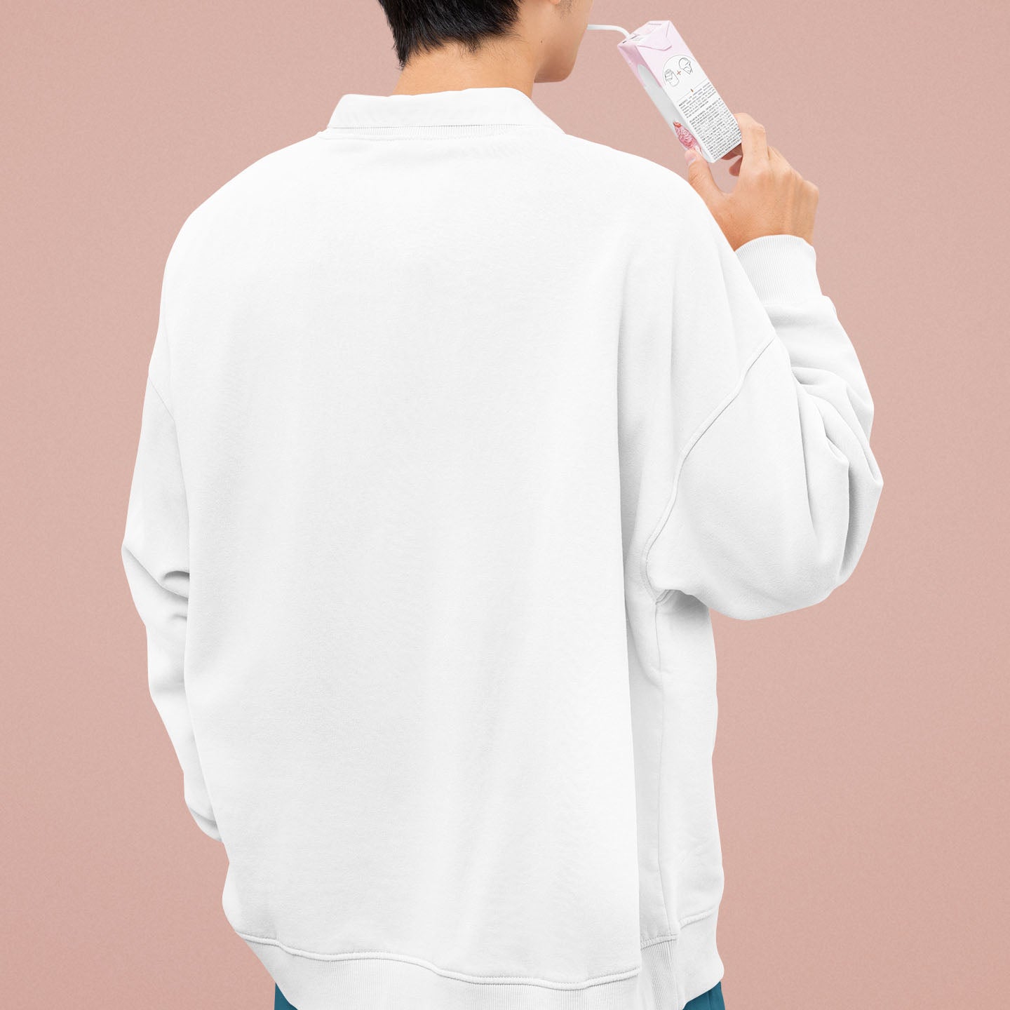 Back of white sweatshirt - plain.