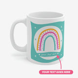 Personalized name mugs with rainbow and place to add your text.