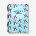 Personalised notebook with rabbit pattern