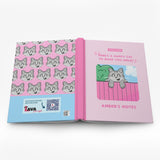 Flat personalized pink notebook - cat notebook.