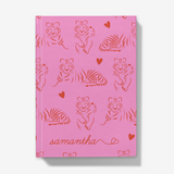 Pink Notebook with Tiger Pattern Front