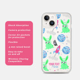 Space phone case features with space to add your own text.