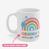 Personalised mugs with names - rainbow design and space to add your own text.