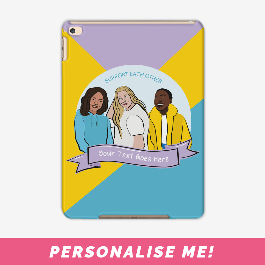 Cute iPad case personalised with female empowerment art and personalised text.