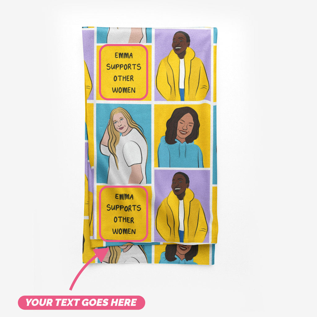 Folded personalized blanket with space to add your text.