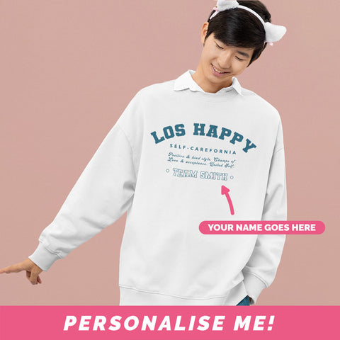 Graphic crewneck sweatshirt with personalised slogan.