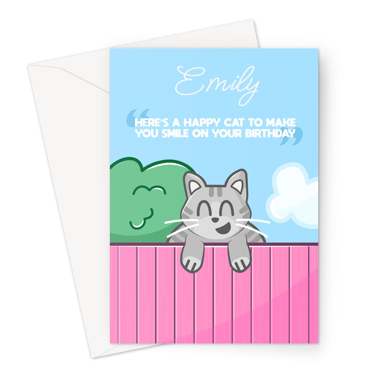 Personalised Birthday Card with Cat Design