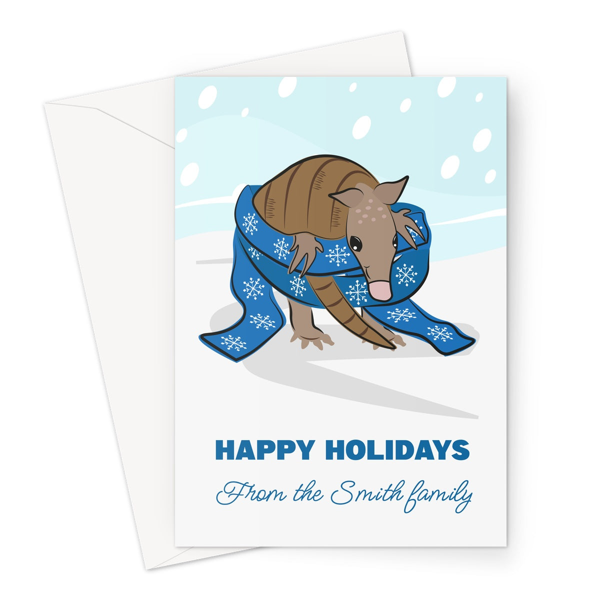 Personalised Christmas Cards 10 Pack - Holiday Armadillo